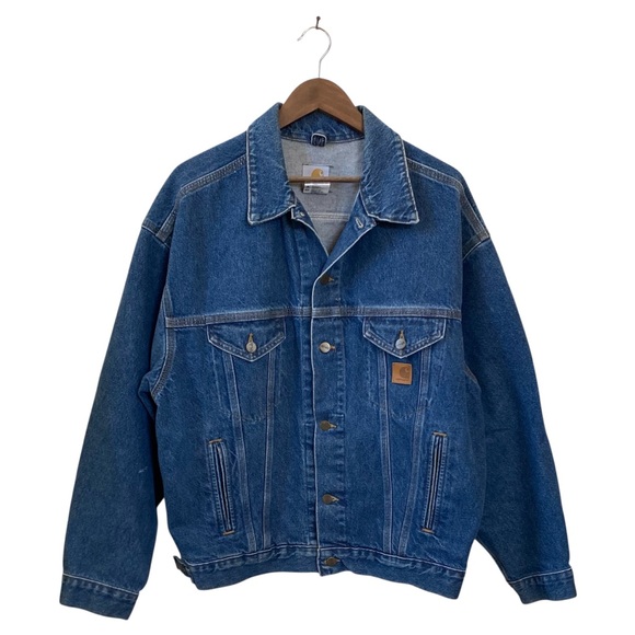 Carhartt Men’s Jacket Vintage Trucker J12 DST Cotton Denim Blue Size L - Picture 2 of 9